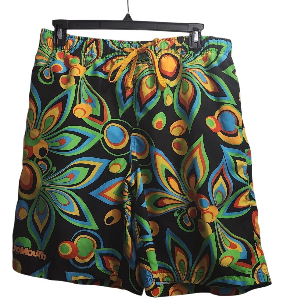 Loudmouth Vibrant Floral Swim‎ Trunks Board Shorts Psychedelic Beach Summer  XXL